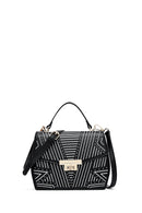 Kadın Siyah Baskılı Uzun Askılı Kol Çantası | Derimod Kadın Siyah Baskılı Uzun Askılı Kol Çantası | Derimod