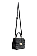 Kadın Siyah Baskılı Uzun Askılı Kol Çantası | Derimod Kadın Siyah Baskılı Uzun Askılı Kol Çantası | Derimod