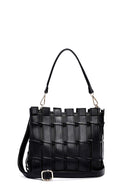 Kadın Siyah Uzun Askılı Örgü Kol Çantası | Derimod Kadın Siyah Uzun Askılı Örgü Kol Çantası | Derimod