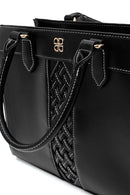 Women's Black Long Strap Patterned Handbag | Derimod Women's Black Long Strap Patterned Handbag | Derimod