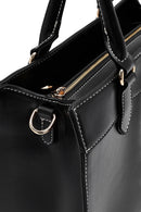 Kadın Siyah Uzun Askılı Desenli Kol Çantası | Derimod Kadın Siyah Uzun Askılı Desenli Kol Çantası | Derimod