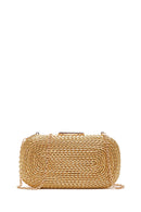 Women's Gold Long Strap Braided Mini Evening Clutch Bag | Derimod Women's Gold Long Strap Braided Mini Evening Clutch Bag | Derimod