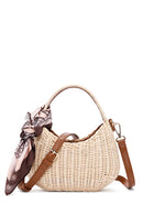 Women's Beige Long Straw Mini Crossbody Bag | Derimod Women's Beige Long Straw Mini Crossbody Bag | Derimod