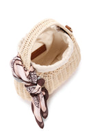 Women's Beige Long Straw Mini Crossbody Bag | Derimod Women's Beige Long Straw Mini Crossbody Bag | Derimod