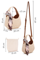 Women's Beige Long Straw Mini Crossbody Bag | Derimod Women's Beige Long Straw Mini Crossbody Bag | Derimod