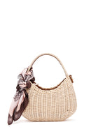 Women's Beige Long Straw Mini Crossbody Bag | Derimod Women's Beige Long Straw Mini Crossbody Bag | Derimod
