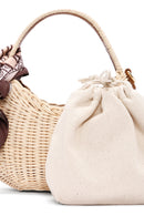 Women's Beige Long Straw Mini Crossbody Bag | Derimod Women's Beige Long Straw Mini Crossbody Bag | Derimod