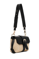 Women's Black Long Strap Straw Shoulder Bag | Derimod Women's Black Long Strap Straw Shoulder Bag | Derimod