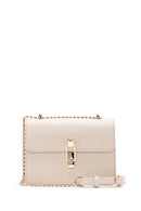 Women's Cream Long Chain Strap Mini Classic Crossbody Bag | Derimod Women's Cream Long Chain Strap Mini Classic Crossbody Bag | Derimod