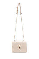 Women's Cream Long Chain Strap Mini Classic Crossbody Bag | Derimod Women's Cream Long Chain Strap Mini Classic Crossbody Bag | Derimod