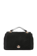 Kadın Siyah Uzun Askılı Baskılı Omuz Çantası | Derimod Kadın Siyah Uzun Askılı Baskılı Omuz Çantası | Derimod