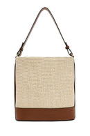 Women's Beige Straw Shoulder Bag | Derimod Women's Beige Straw Shoulder Bag | Derimod