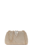 Women's Gold Long Chain Strap Mini Metallic Evening Box Bag | Derimod Women's Gold Long Chain Strap Mini Metallic Evening Box Bag | Derimod