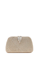 Women's Gold Long Chain Strap Mini Metallic Evening Box Bag | Derimod Women's Gold Long Chain Strap Mini Metallic Evening Box Bag | Derimod