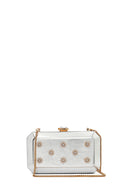 Kadın Gümüş Uzun Zincir Askılı Taşlı Metalik Mini Abiye Kutu Çanta | Derimod Kadın Gümüş Uzun Zincir Askılı Taşlı Metalik Mini Abiye Kutu Çanta | Derimod