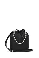 Kadın Siyah Taşlı Kumaş Omuz Çantası | Derimod Kadın Siyah Taşlı Kumaş Omuz Çantası | Derimod