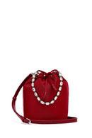 Kadın Kırmızı Taşlı Kumaş Omuz Çantası | Derimod Kadın Kırmızı Taşlı Kumaş Omuz Çantası | Derimod