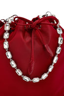 Kadın Kırmızı Taşlı Kumaş Omuz Çantası | Derimod Kadın Kırmızı Taşlı Kumaş Omuz Çantası | Derimod