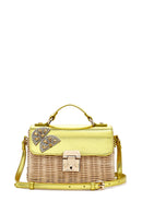 Kadın Sarı Aksesuarlı Uzun Askılı Hasır Çapraz Çanta | Derimod Kadın Sarı Aksesuarlı Uzun Askılı Hasır Çapraz Çanta | Derimod