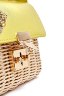 Kadın Sarı Aksesuarlı Uzun Askılı Hasır Çapraz Çanta | Derimod Kadın Sarı Aksesuarlı Uzun Askılı Hasır Çapraz Çanta | Derimod