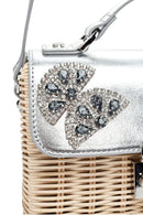 Kadın Gümüş Aksesuarlı Uzun Askılı Hasır Çapraz Çanta | Derimod Kadın Gümüş Aksesuarlı Uzun Askılı Hasır Çapraz Çanta | Derimod