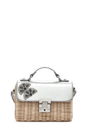 Kadın Gümüş Aksesuarlı Uzun Askılı Hasır Çapraz Çanta | Derimod Kadın Gümüş Aksesuarlı Uzun Askılı Hasır Çapraz Çanta | Derimod