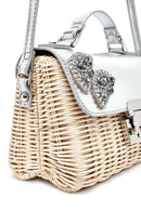 Kadın Gümüş Aksesuarlı Uzun Askılı Hasır Çapraz Çanta | Derimod Kadın Gümüş Aksesuarlı Uzun Askılı Hasır Çapraz Çanta | Derimod