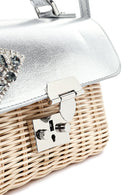 Kadın Gümüş Aksesuarlı Uzun Askılı Hasır Çapraz Çanta | Derimod Kadın Gümüş Aksesuarlı Uzun Askılı Hasır Çapraz Çanta | Derimod