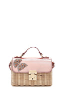 Kadın Pembe Aksesuarlı Uzun Askılı Hasır Çapraz Çanta | Derimod Kadın Pembe Aksesuarlı Uzun Askılı Hasır Çapraz Çanta | Derimod
