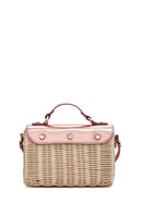 Kadın Pembe Aksesuarlı Uzun Askılı Hasır Çapraz Çanta | Derimod Kadın Pembe Aksesuarlı Uzun Askılı Hasır Çapraz Çanta | Derimod