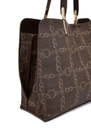 Women's Brown Long Strap Printed Shoulder Bag | Derimod Women's Brown Long Strap Printed Shoulder Bag | Derimod