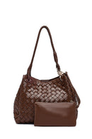 Kadın Kahverengi Örgülü Omuz Çantası | Derimod Kadın Kahverengi Örgülü Omuz Çantası | Derimod