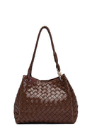 Kadın Kahverengi Örgülü Omuz Çantası | Derimod Kadın Kahverengi Örgülü Omuz Çantası | Derimod
