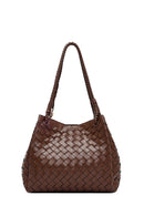 Kadın Kahverengi Örgülü Omuz Çantası | Derimod Kadın Kahverengi Örgülü Omuz Çantası | Derimod