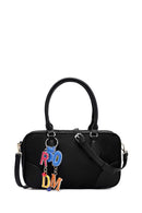 Kadın Siyah Uzun Askılı Aksesuar Detaylı Kumaş Kol Çantası | Derimod Kadın Siyah Uzun Askılı Aksesuar Detaylı Kumaş Kol Çantası | Derimod