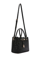 Women's Black Long Strap Printed Shoulder Bag | Derimod Women's Black Long Strap Printed Shoulder Bag | Derimod
