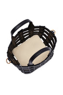 Kadın Siyah Uzun Askılı Örgü Kol Çantası | Derimod Kadın Siyah Uzun Askılı Örgü Kol Çantası | Derimod