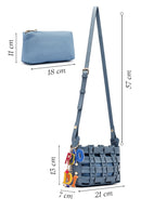Woman Blue Long Strap Knitted Crossbody Bag | Derimod Woman Blue Long Strap Knitted Crossbody Bag | Derimod