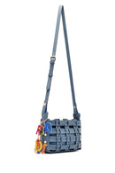 Woman Blue Long Strap Knitted Crossbody Bag | Derimod Woman Blue Long Strap Knitted Crossbody Bag | Derimod