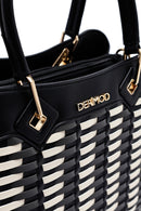 Kadın Siyah Uzun Askılı Örgü Kol Çantası | Derimod Kadın Siyah Uzun Askılı Örgü Kol Çantası | Derimod