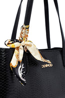 Kadın Siyah Desenli Klasik Kol Çantası | Derimod Kadın Siyah Desenli Klasik Kol Çantası | Derimod