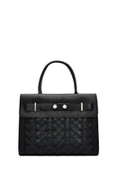 Women's Black Long Strap Knitted Classic Shoulder Bag | Derimod Women's Black Long Strap Knitted Classic Shoulder Bag | Derimod