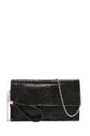 Women's Black Long Chain Strap Stone Evening Clutch Bag | Derimod Women's Black Long Chain Strap Stone Evening Clutch Bag | Derimod