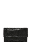 Women's Black Long Chain Strap Stone Evening Clutch Bag | Derimod Women's Black Long Chain Strap Stone Evening Clutch Bag | Derimod