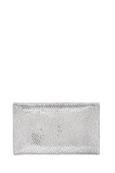 Women's Silver Long Chain Strap Stone Evening Clutch Bag | Derimod Women's Silver Long Chain Strap Stone Evening Clutch Bag | Derimod