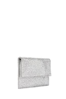 Women's Silver Long Chain Strap Stone Evening Clutch Bag | Derimod Women's Silver Long Chain Strap Stone Evening Clutch Bag | Derimod