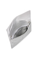 Women's Silver Long Chain Strap Stone Evening Clutch Bag | Derimod Women's Silver Long Chain Strap Stone Evening Clutch Bag | Derimod