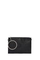 Women's Black Stone Long Chain Strap Evening Clutch Bag | Derimod Women's Black Stone Long Chain Strap Evening Clutch Bag | Derimod