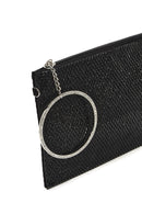 Women's Black Stone Long Chain Strap Evening Clutch Bag | Derimod Women's Black Stone Long Chain Strap Evening Clutch Bag | Derimod