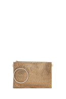 Women's Gold Stone Long Chain Strap Evening Clutch Bag | Derimod Women's Gold Stone Long Chain Strap Evening Clutch Bag | Derimod